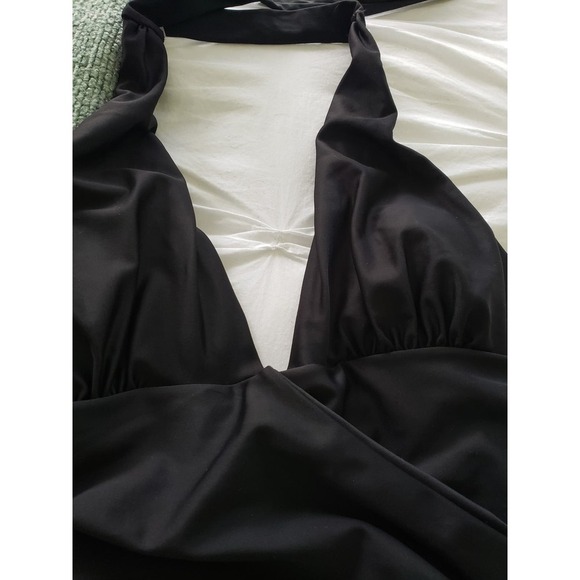 One piece ruched black halter style swimsuit - Picture 5 of 5